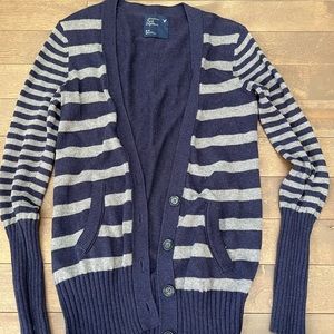 Stripped Blue & Grey Cardigan